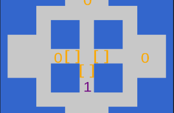 One of the levels from the game, multiple brackets and sources are used here in a cross pattern