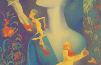 Card in the game, of a slightly surreal painting of a lady